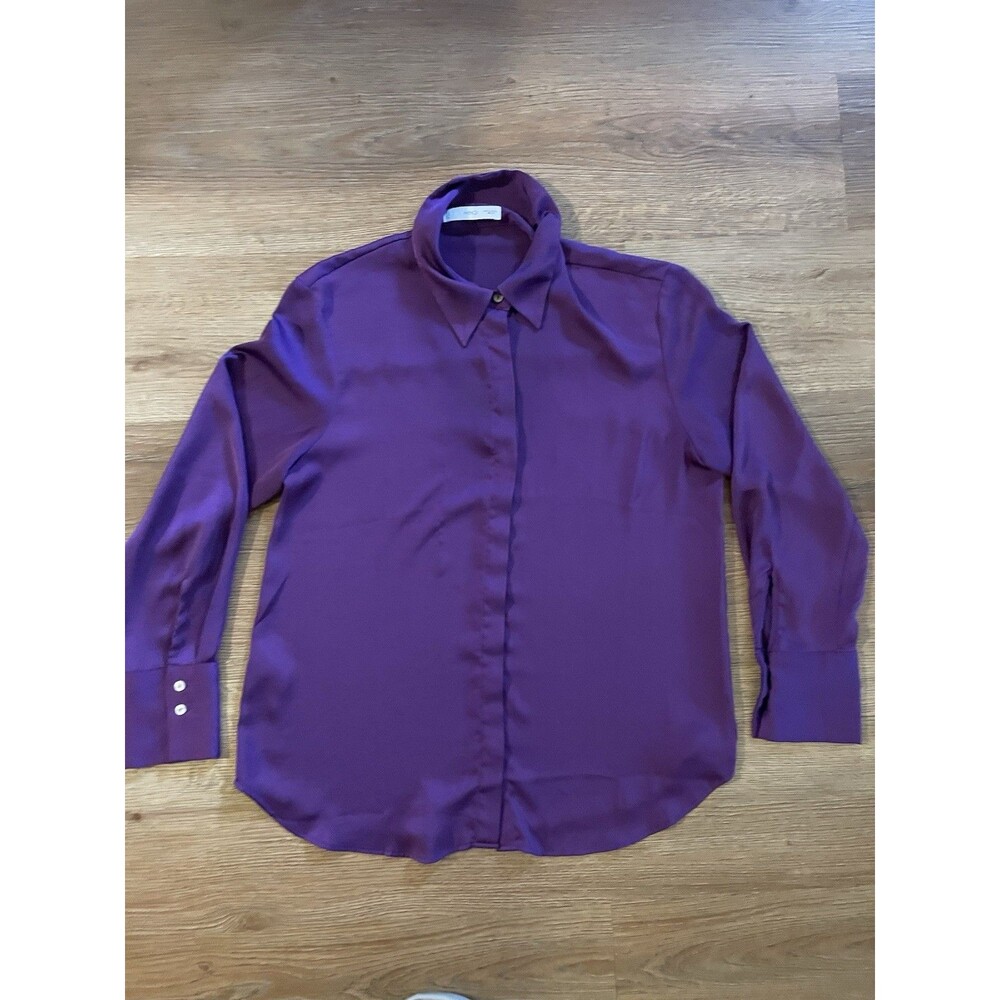 Mango Women’s Purple Blouse Silk Style Size Small -6